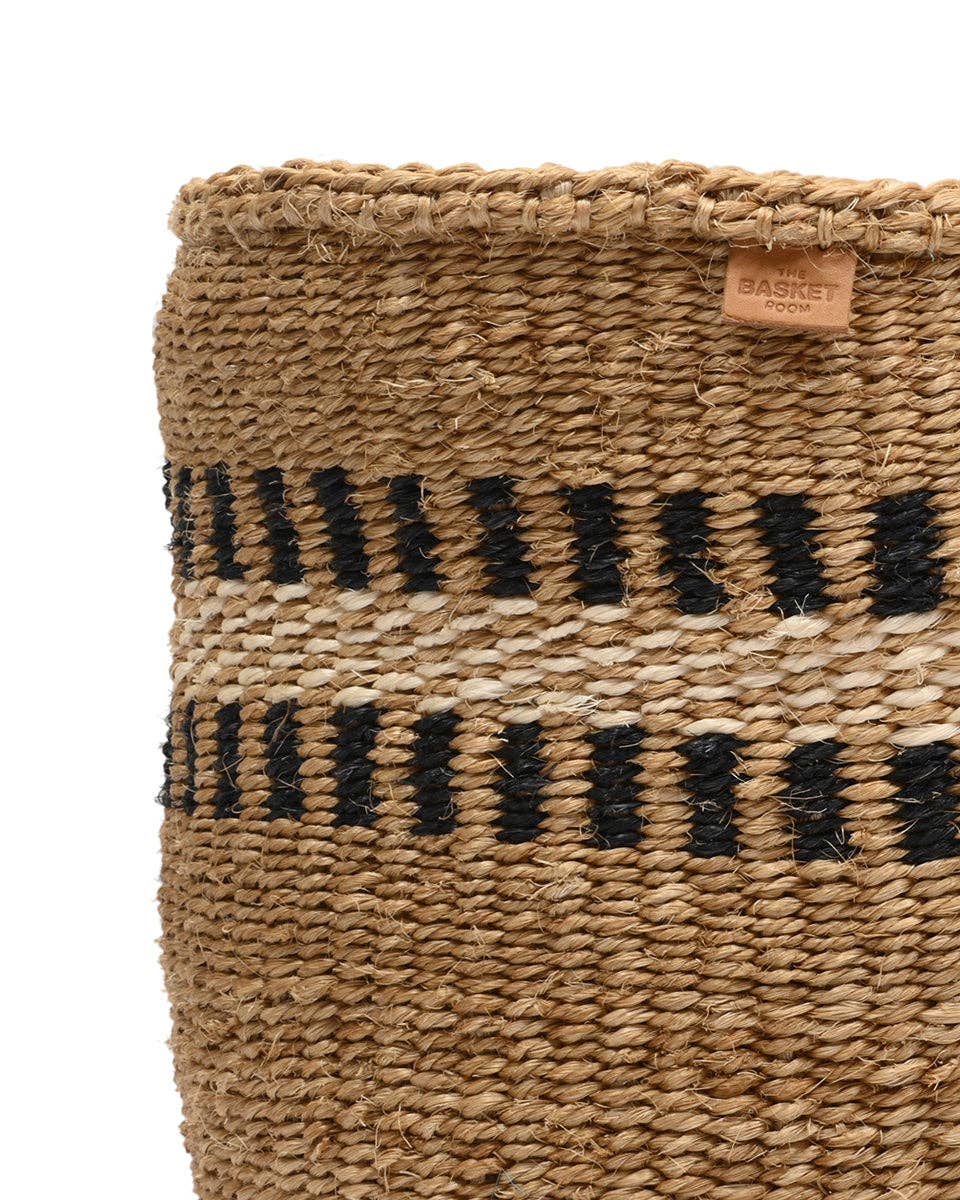 TUKIO: Charcoal Stripe Woven Storage Basket: Black / M / Striped