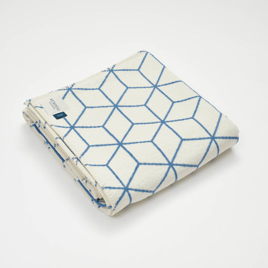 New Blue Geometric Recycled Cotton Blanket