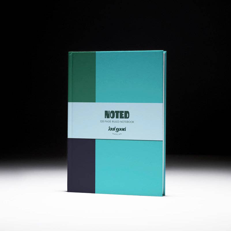 Feel Good Supplies - Colourblock A5 Hardback Notebook | Teal and green