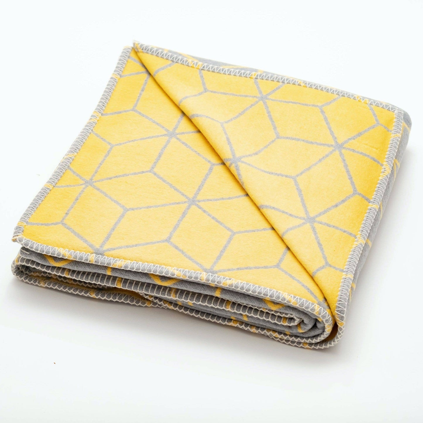 Grey and Yellow Geometric Recycled Cotton Blanket