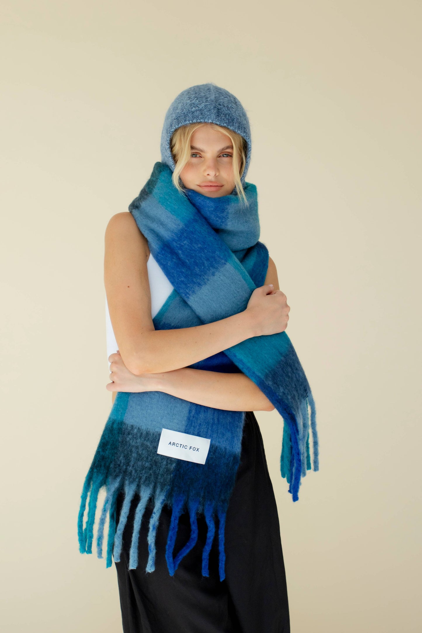 The Reykjavik Scarf - 100% Recycled - Blue Check - AW24