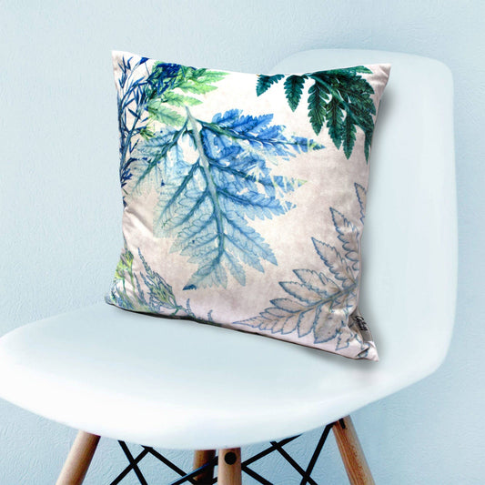 Forage Two Blue and Green Fern Cushion: 45cm