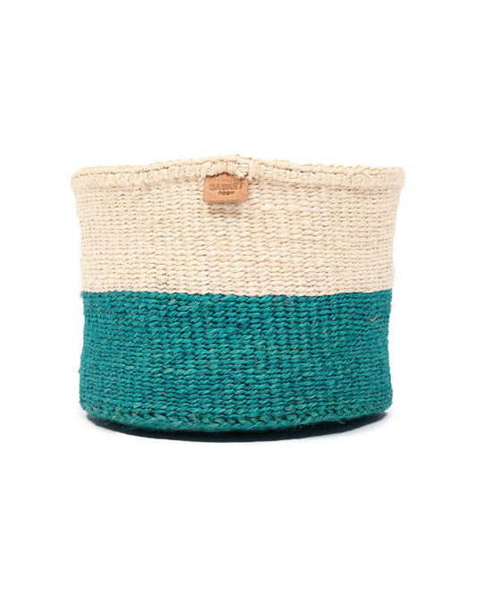 MSINGI: Teal Colour Block Woven Basket: Blue / S / Colour Block