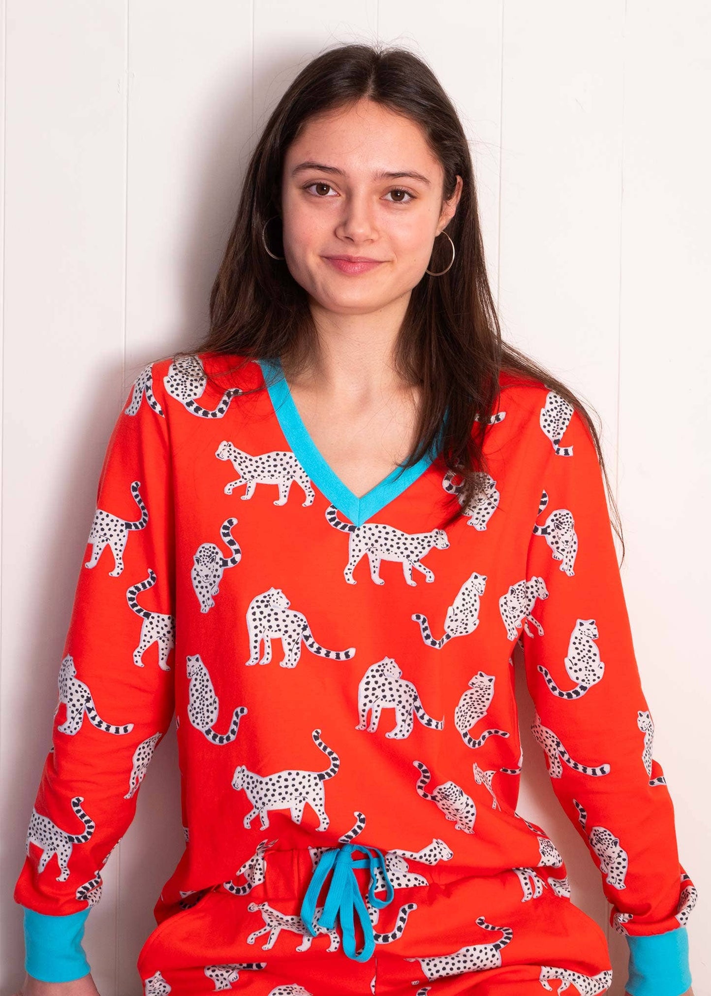 Anorak - Anorak Snow Leopards Organic Cotton Jersey Pyjamas (Coral)