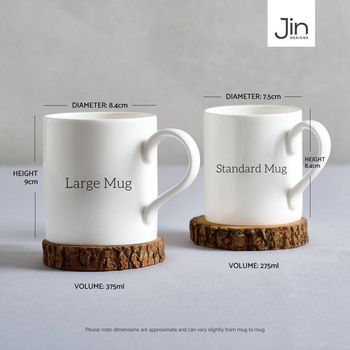 Jin Designs - Sitting Dog Mug - Light Grey Edition