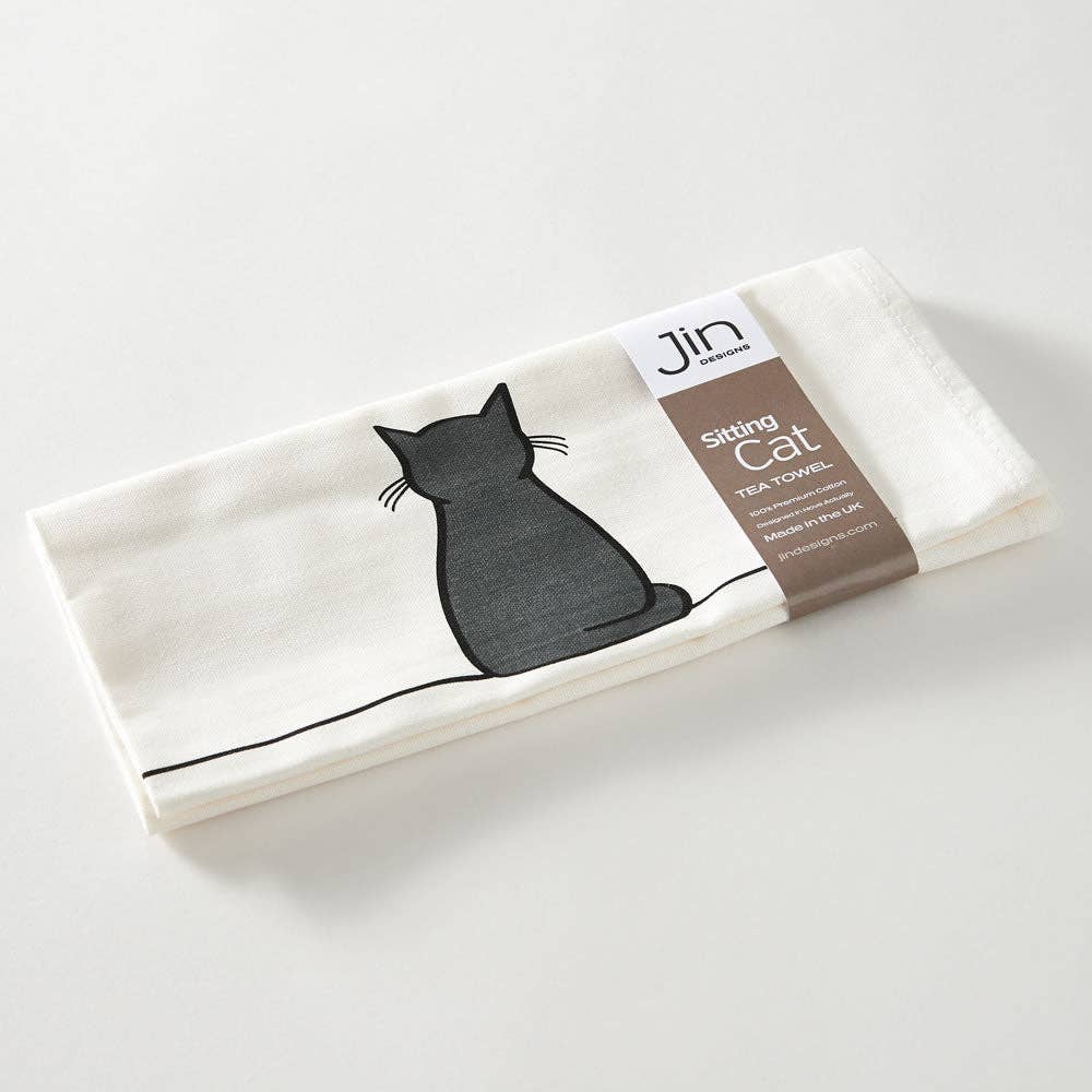Jin Designs - Sitting Cat Tea Towel