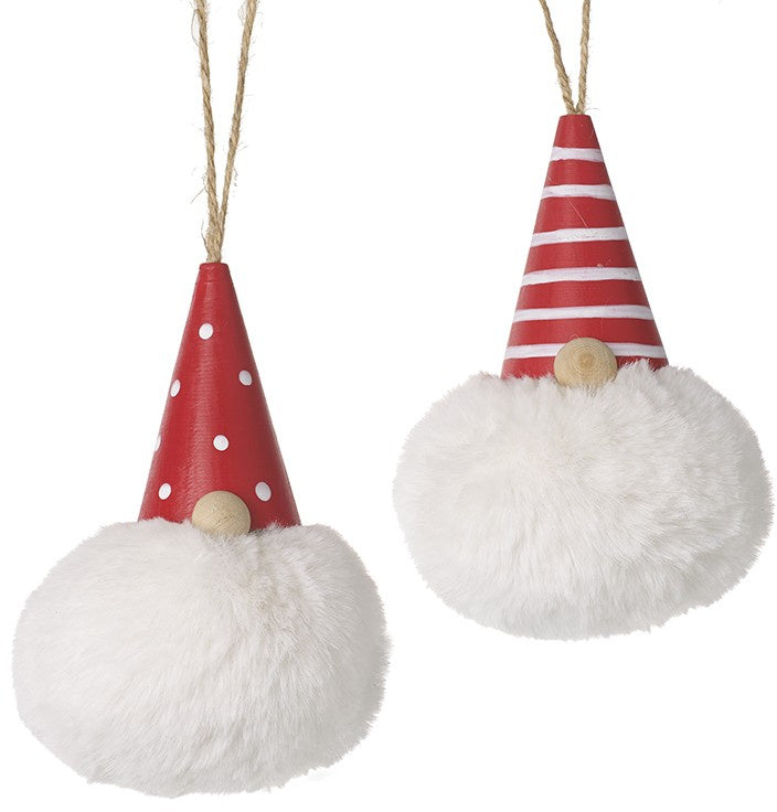 Red and White Pompom hanging Santa