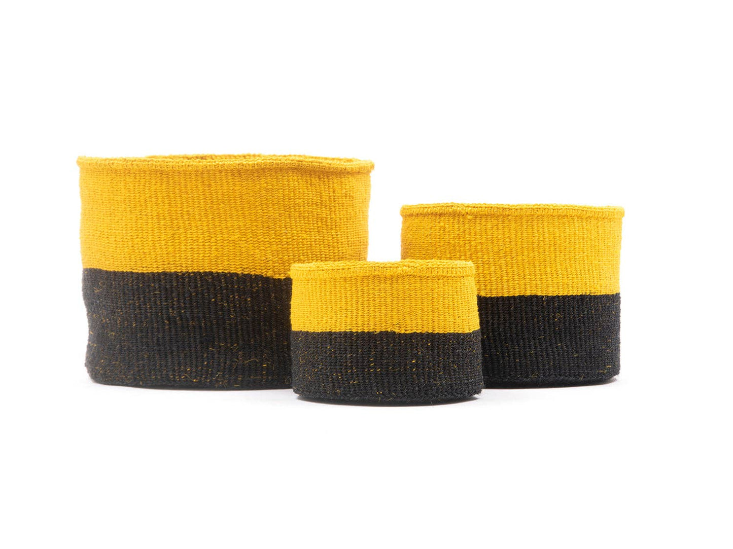 NYUKI: Black & Yellow Duo Colour Block Woven Basket: Yellow / S / Colour Block