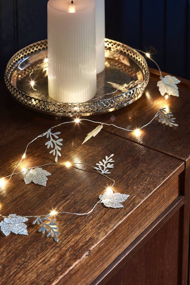 Shimmer Silver Leaf LED Wire string lights