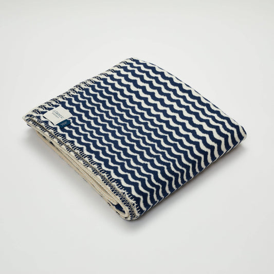 Navy Swell Recycled Cotton Blanket