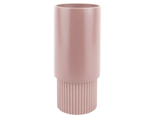 Tall Ribbed Vase Dusty Pink