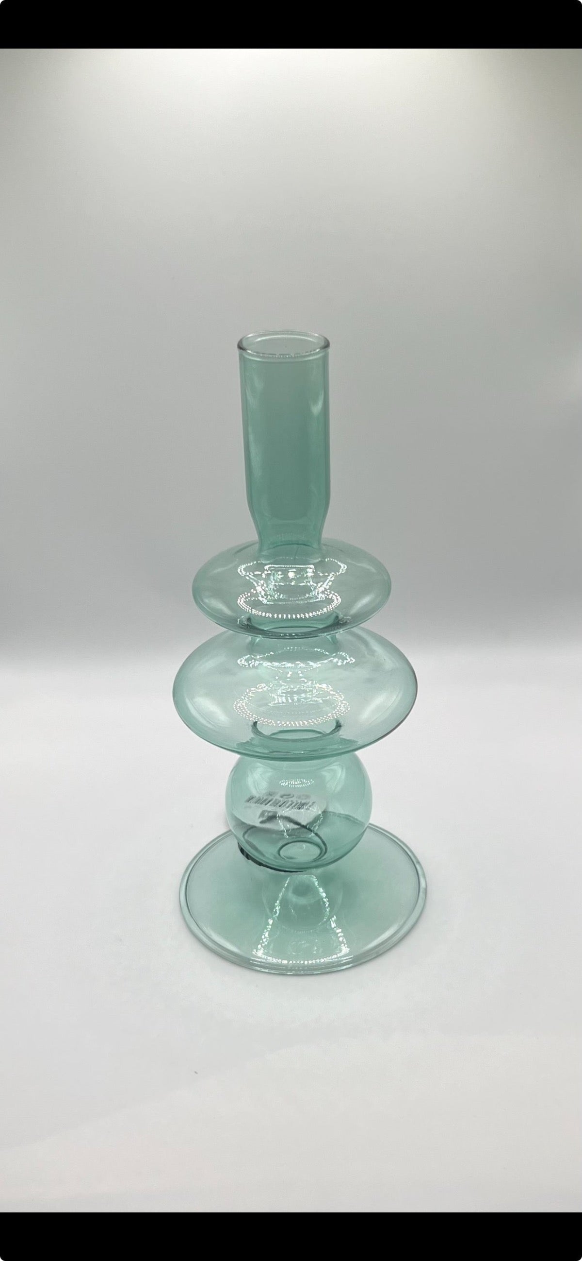 Glass Green Rings Candle Holder