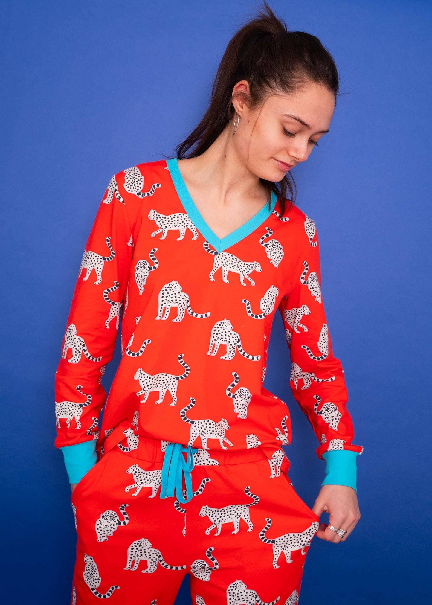 Anorak - Anorak Snow Leopards Organic Cotton Jersey Pyjamas (Coral)