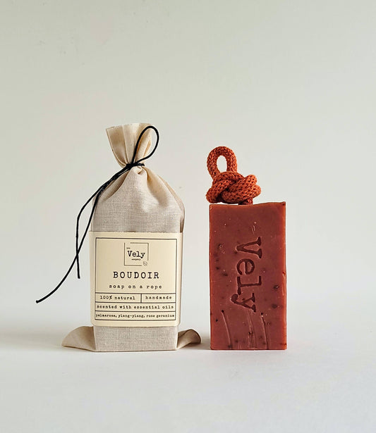 Natural Handmade Soap On A Rope "Boudoir"