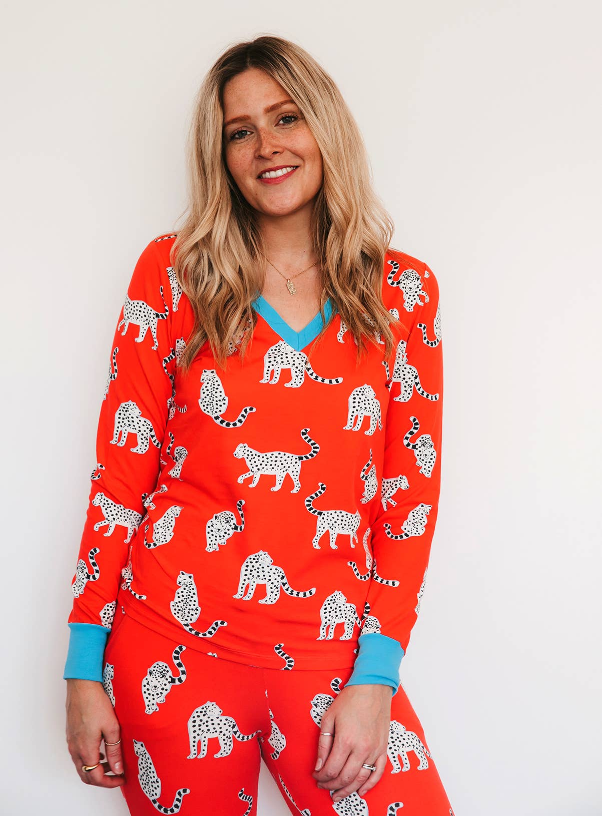 Anorak - Anorak Snow Leopards Organic Cotton Jersey Pyjamas (Coral)