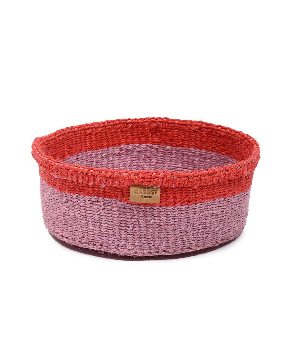 JUKUMU: Purple & Red Trim Plum Bread Basket: Red