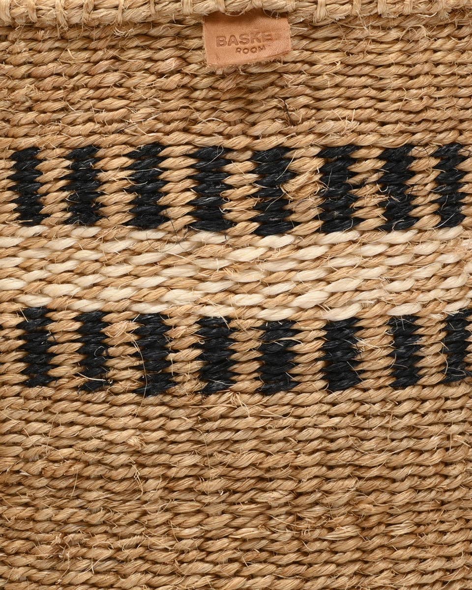 TUKIO: Charcoal Stripe Woven Storage Basket: Black / M / Striped