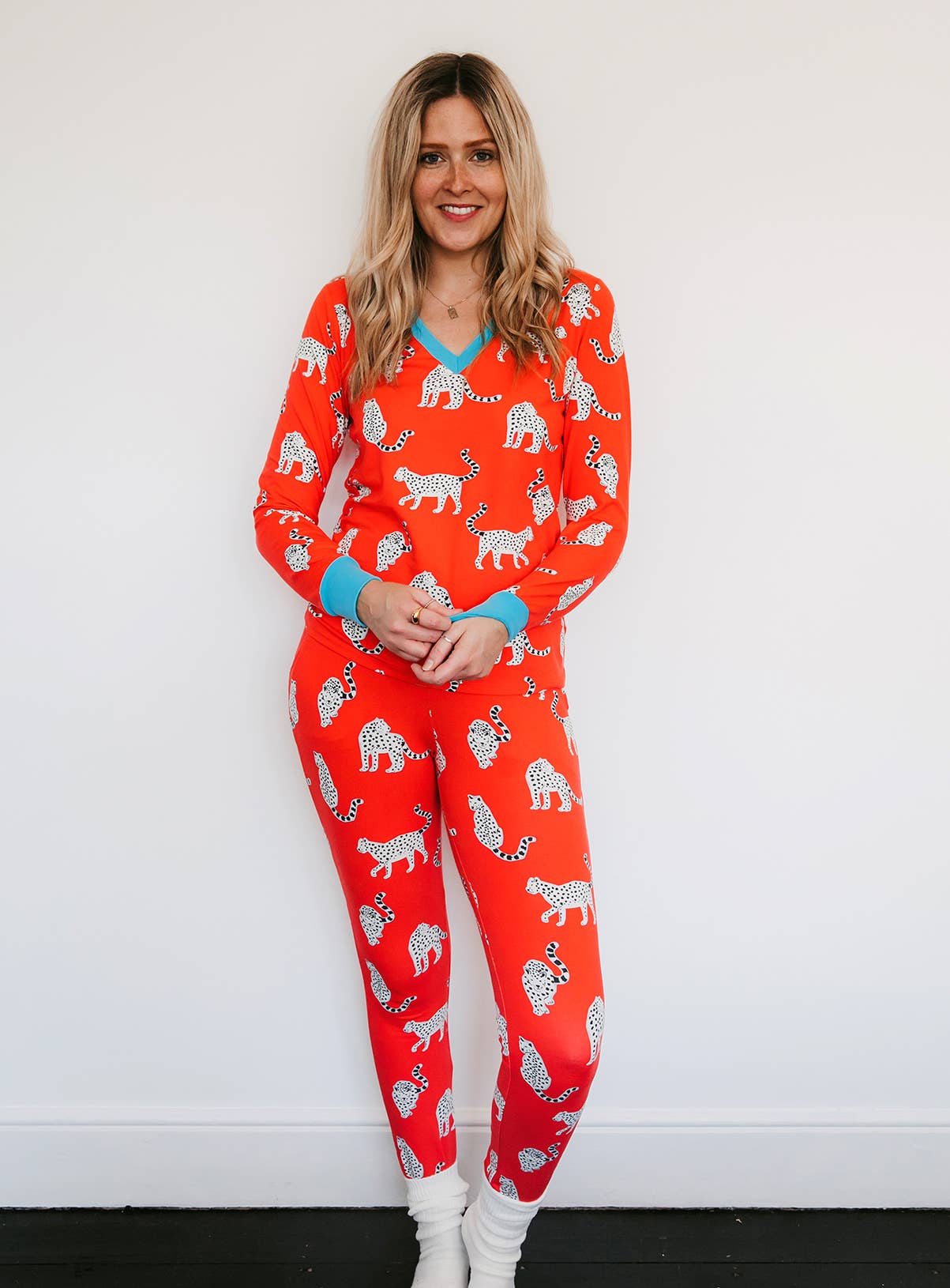 Anorak - Anorak Snow Leopards Organic Cotton Jersey Pyjamas (Coral)