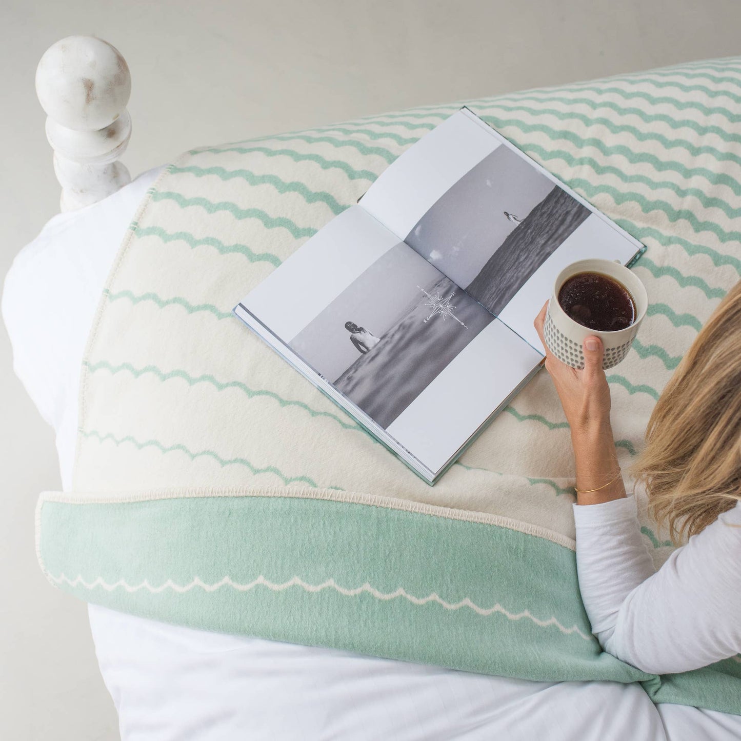 Seafoam Swell Recycled Cotton Blanket