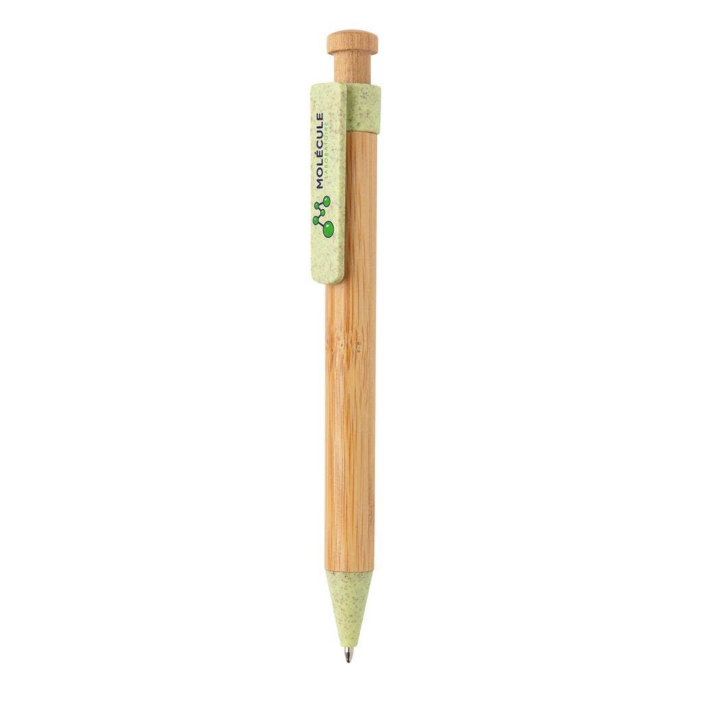 Bamboo Pen With Wheatstraw Clip: Black
