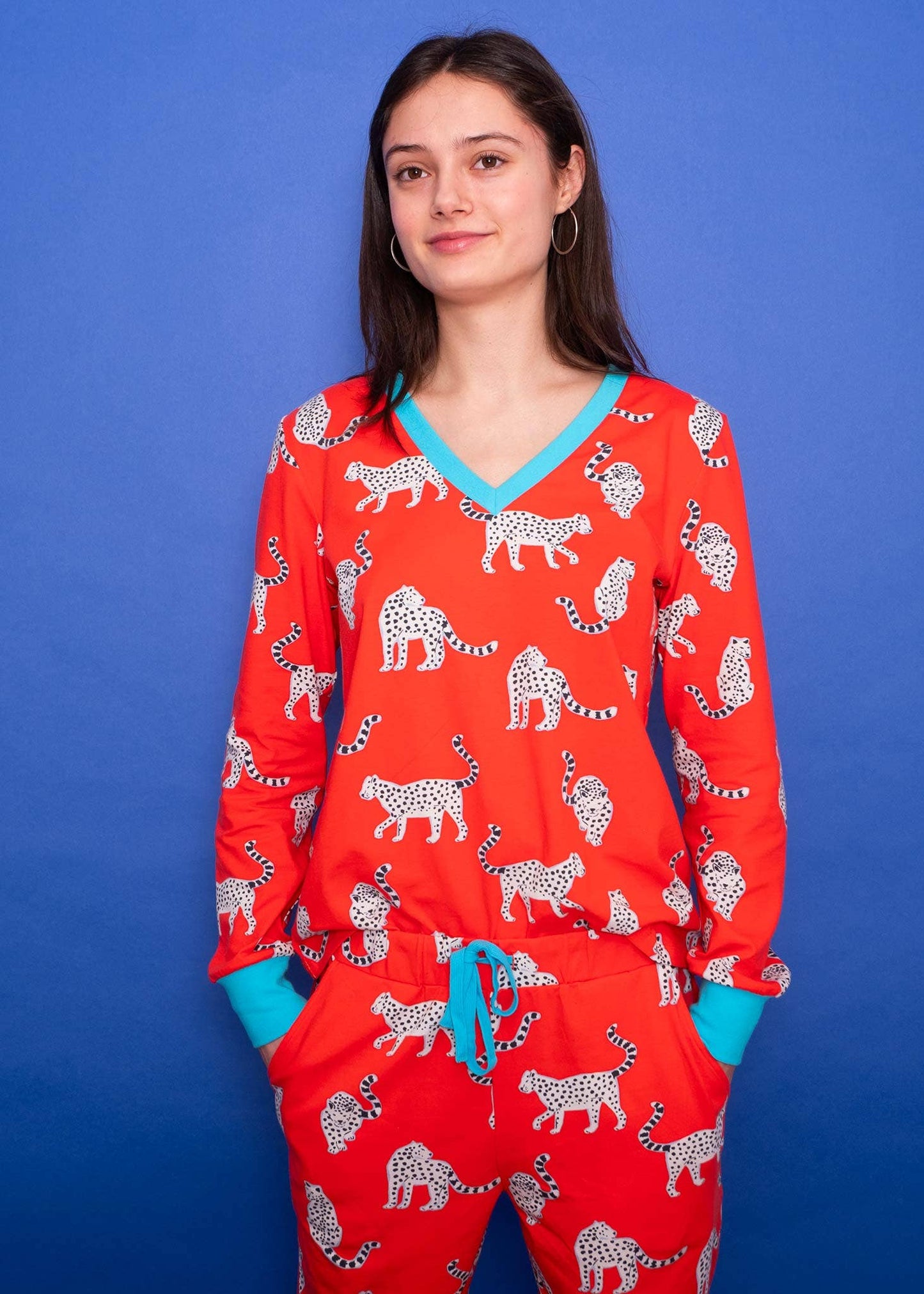Anorak - Anorak Snow Leopards Organic Cotton Jersey Pyjamas (Coral)