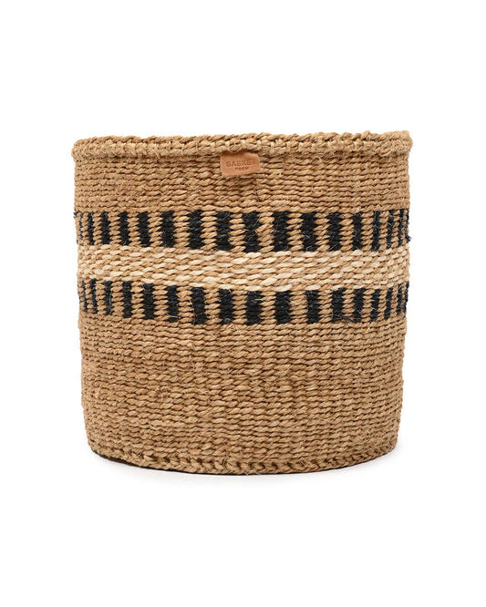 TUKIO: Charcoal Stripe Woven Storage Basket: Black / M / Striped