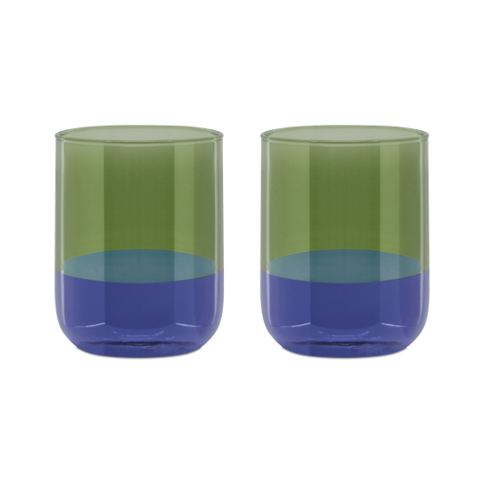 Drinking Glasses Set of Two Blue Green