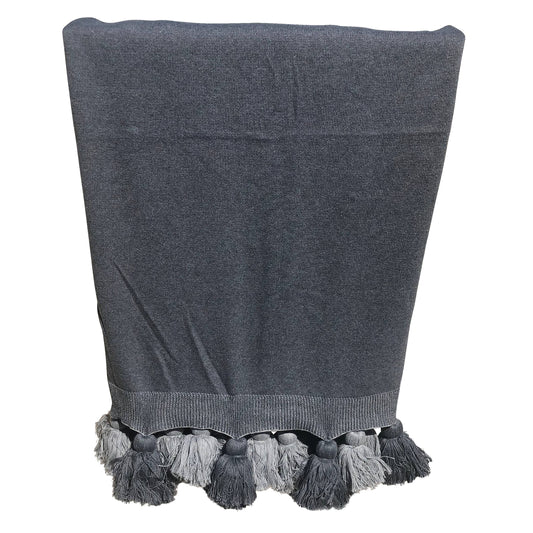 2-Tone Knitted Throw w/Tassel