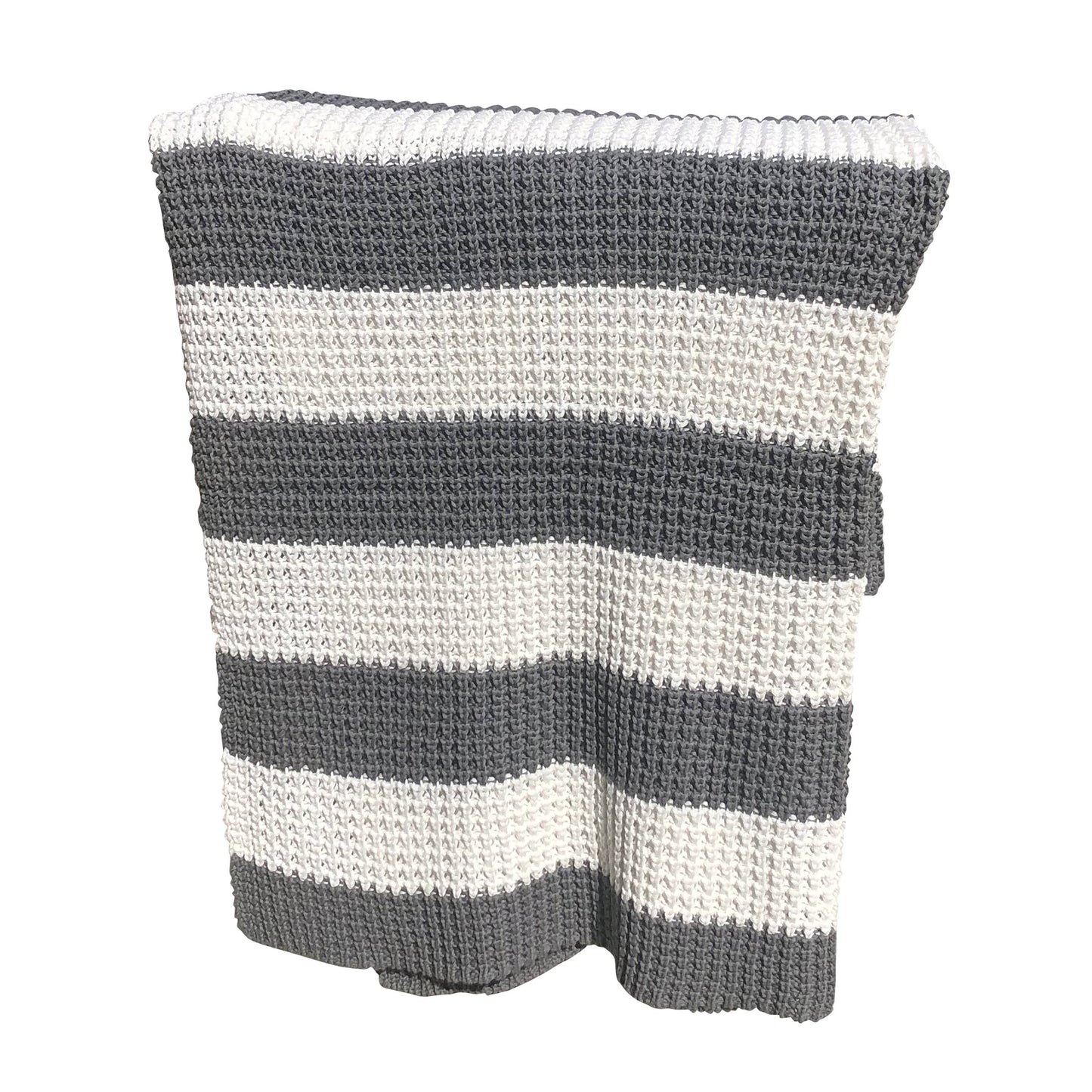 Thick Striped Knitted Throw Gray