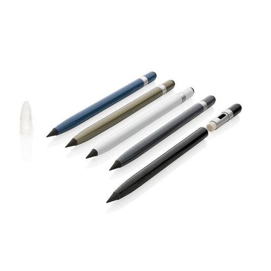 Aluminium Inkless Pen With Eraser: White