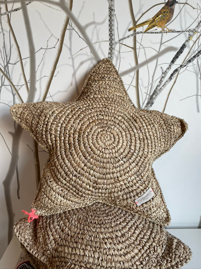 Natural Raffia Star Cushion