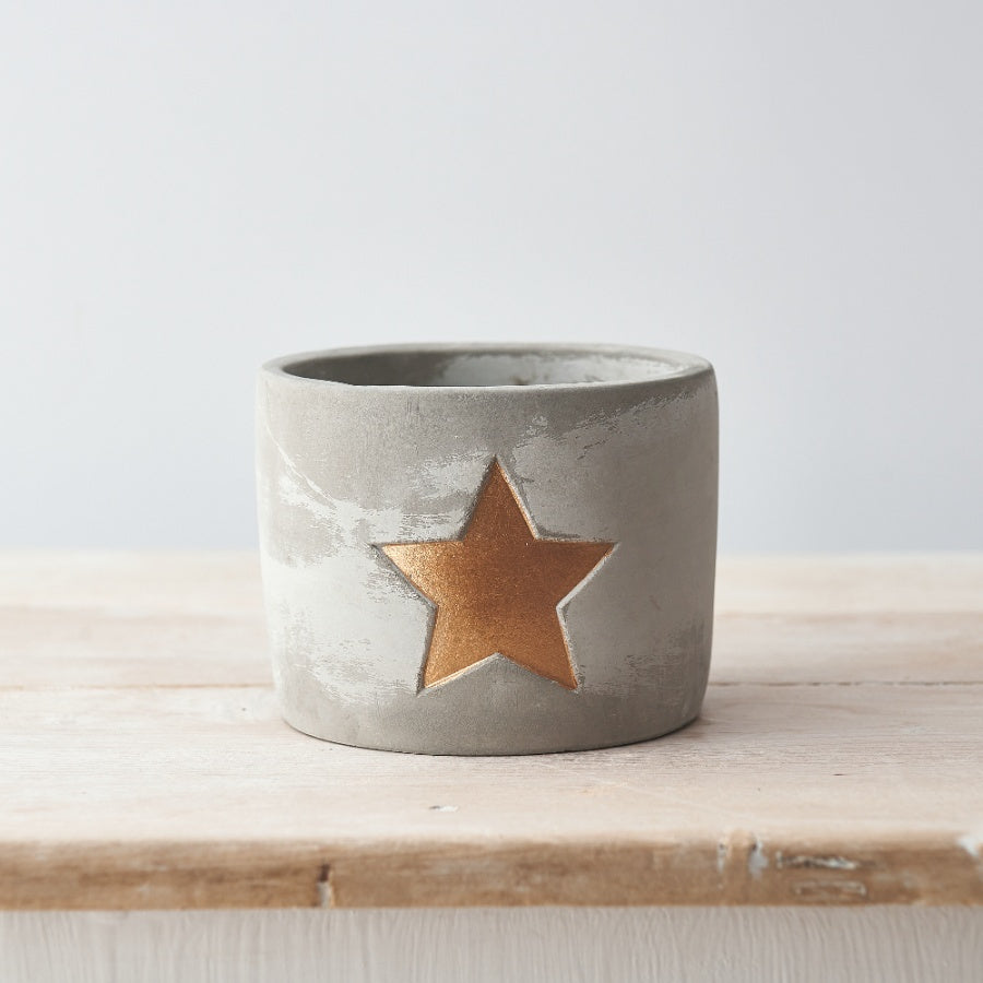 Gold star cement planter 11cm