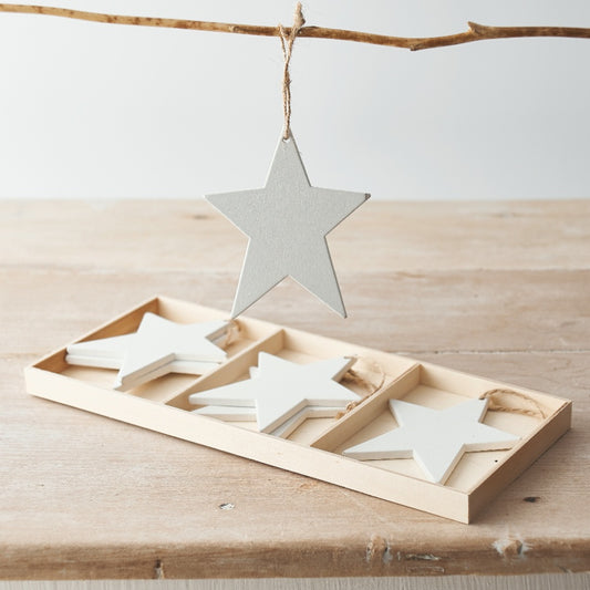 Set of 6 White Star Hangers