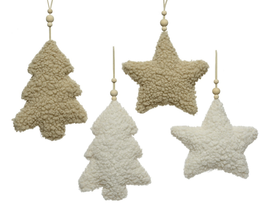 Fluffy Hanging Tree/Star Decoration, 22cm