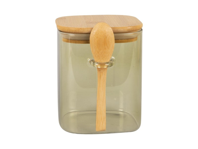 Glass Canister with Bamboo Lid Moss Green Small