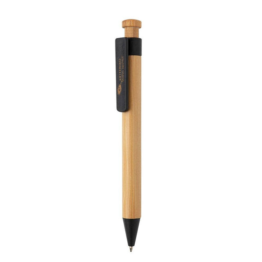Bamboo Pen With Wheatstraw Clip: Black