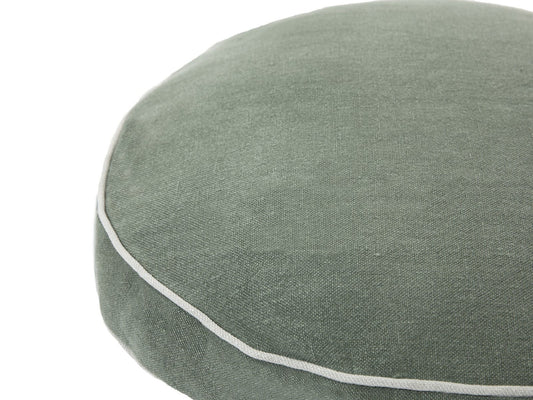 Round Linen Cushion Eucalyptus