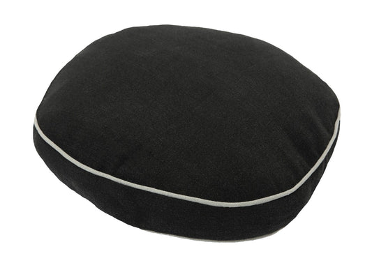 Round Linen Cushion Black
