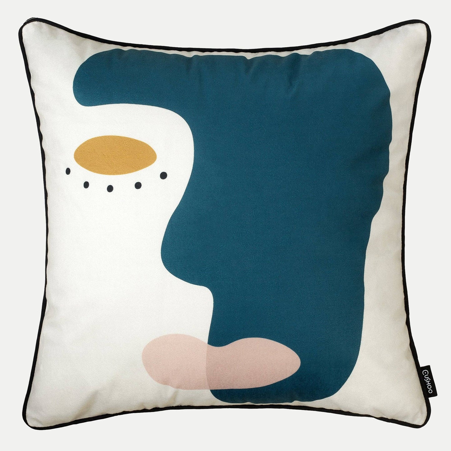 Velvet Face Throw Cushion Cream / Blue Unique 45x45cm 18x18"