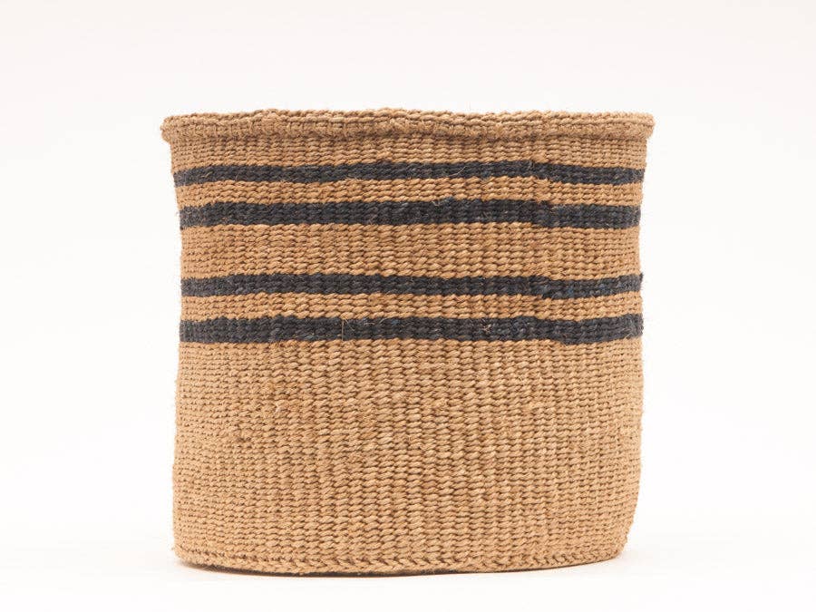 LAINI: Thin Stripe Charcoal & Natural Woven Storage Basket