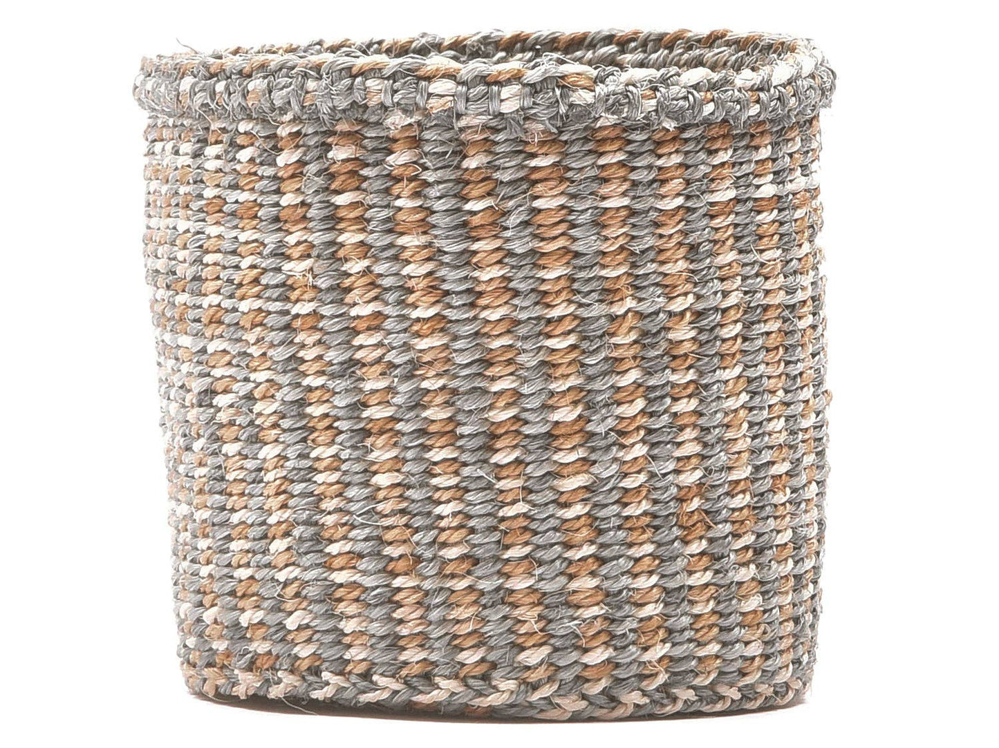 LIWE: Grey, Natural & White Twist Woven Storage Basket L
