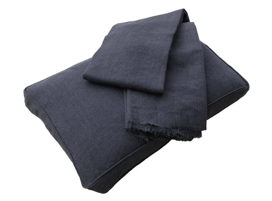 Linen cushion in off black