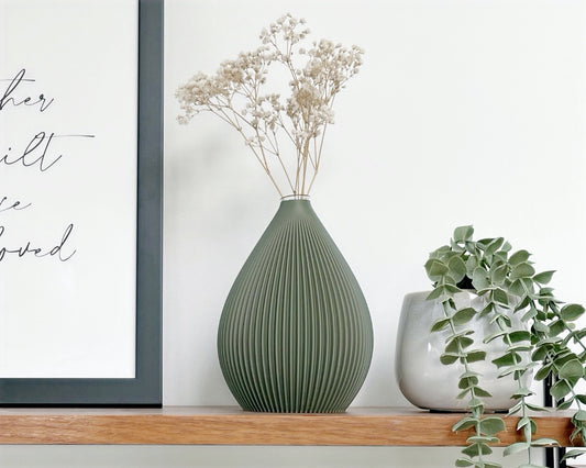 'BALLOON' Vase With Glass Insert Forest Green Medium