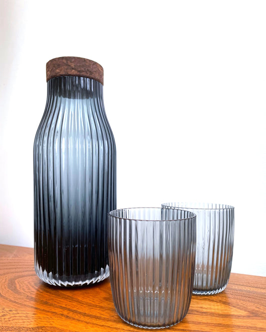Reeded Water Carafe and Tumbler Set