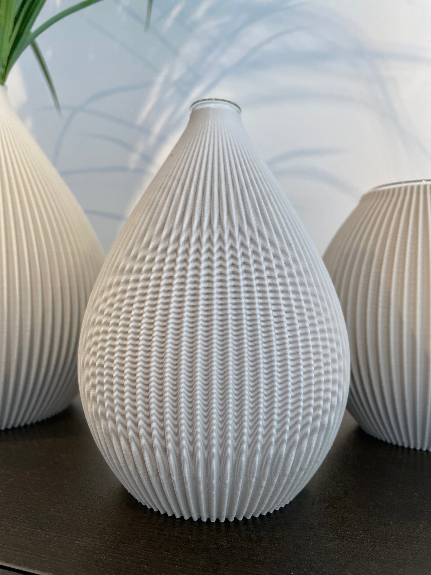 Ribbed Balloon Vase in Concrete Grey Small