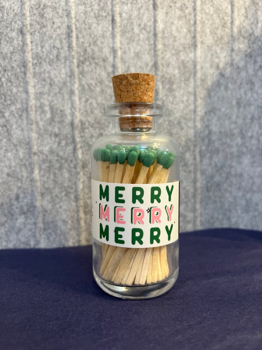 'Merry' Vintage Jar of Matches Red