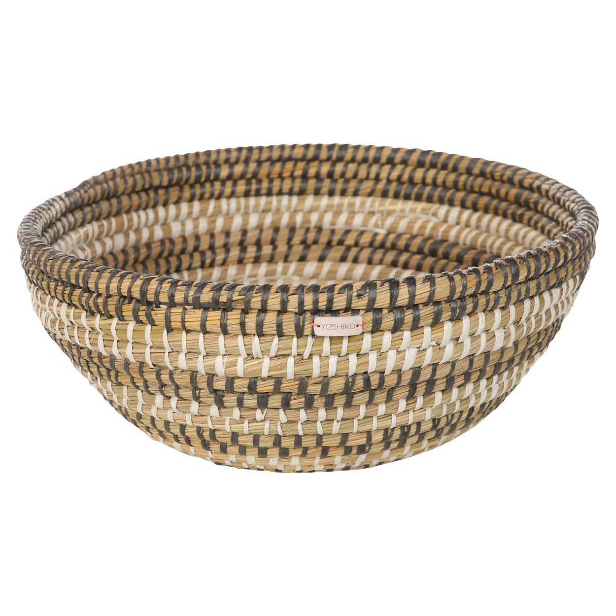 Black and White patterned Seagrass Basket/Bowl Large