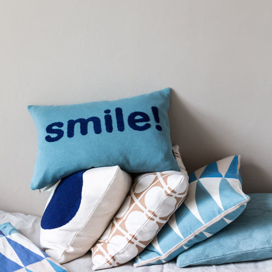 'Smile' Cushion Blue