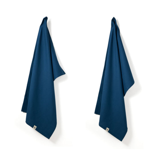 Organic Cotton Tea Towels - Herringbone Weave - Set of 2 - Ocean