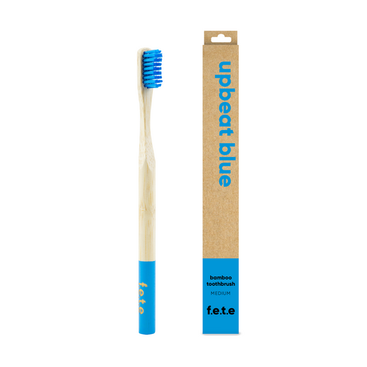 ‘Upbeat Blue’ Adult’s Medium Bamboo Toothbrush
